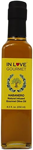 In Love GourmetHabanero Natural Flavor Infused Olive Oil 250ML/8.5oz Spicy Habanero Oil, Spice up your Fish, Chicken, Veggies, & Pastas.