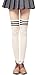 Zando Women Triple Stripe Over the Knee High Socks White,One Size - XS to M