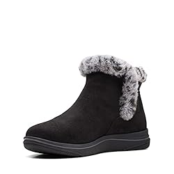 Clarks Women's Breeze Fur Ankle Boot, Black, 8