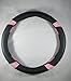 Jdragon Black & Pink PU Leather Best Grip Slip-On Steering Wheel Cover 14.25-15