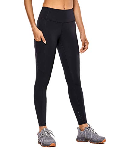 CRZ YOGA Women's High Waisted Yoga Pants with Pockets Naked Feeling Workout Leggings-25 Inches Black 25" S