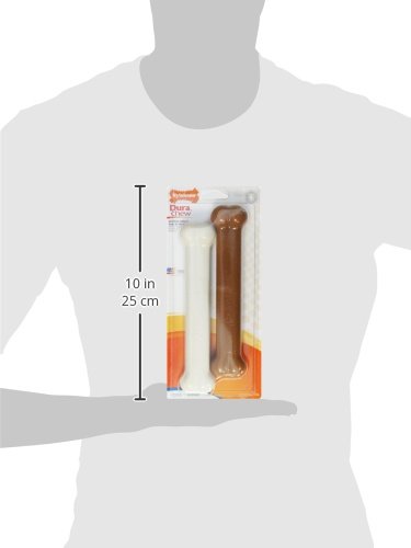 NYLABONE ORIGINAL BONE POWER CHEW TOY FOR DOGS, DURABLE DOG TOYS FOR AGGRESSIVE CHEWERS, BASTED BLAST CHICKEN FLAVOR, LARGE – UP TO 50 LBS, 2 PACK