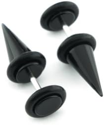 United Duo New Style - Solid Black - Short Acrylic Fake Tapers - Cheaters - 2G Gauge - 6mm