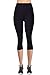 VIV Collection High Waisted Yoga Waistband Capri Leggings Brushed Soft (M, Black)
