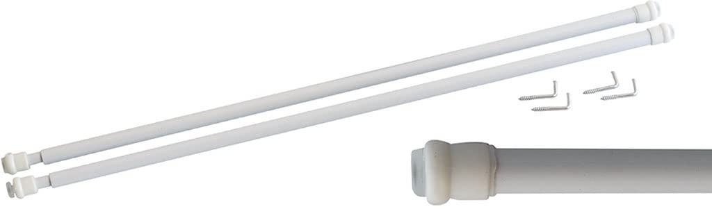 MAURER 5340021 Extendable Curtain Pole 36/64 cm With Spring Pressure, Holders and Suction Cups (2 Pieces)