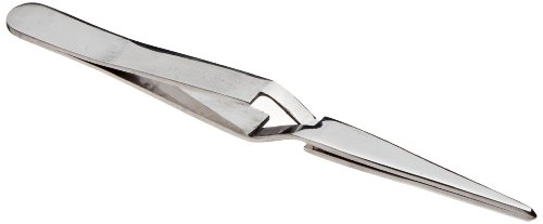 Xcelite XHT412 Cross Lock/Smooth Sharp Point General Duty Self Closing Tweezer, 4-1/2" Overall Length