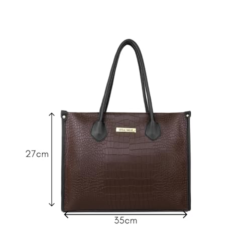 LEGAL BRIBE Women Crock Style Classic Tote Bag (Brown) 3