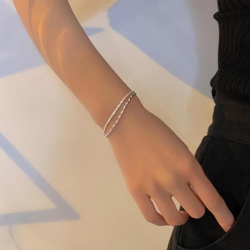 Pulsera de Plata 925 para Mujer, Pulseras Elegante Brazalete Ajustable, Joyeria Accesorios para Mujeres, Regalos Cumpleaños Aniversarios para Mamá, Novia, Esposa, Amiga