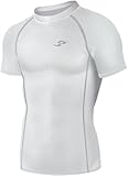 New 045 White Skin Tights Compression Base Layer Running Sports Top Mens (L)