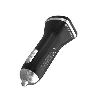 Carregador Veicular C3tech, 2 portas USB, 2,4A + Cabo USB x Micro USB, 1 metro - Preto/Verde - UCV-M240BK