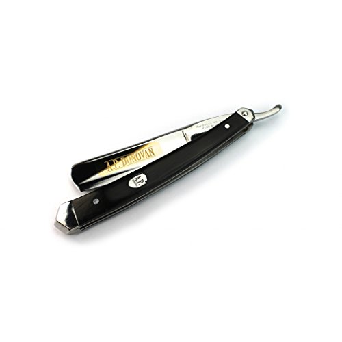 A.P. Donovan - Excellent 7/8"Straight Razor - Blade is Made of Hardened Steel with Gold Etching (not Stainless) - Handle of Black Sandal