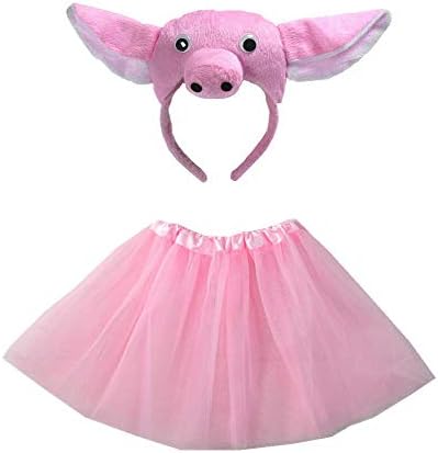 Kids Girls Cute Animal Headband with Tutu Skirt Party Costume Headband Set Cosplay