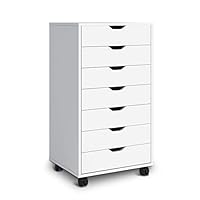 DEVAISE 7 Drawers Chest Storage Dresser Cabinet with Removable Wheels (Classic Style-White)