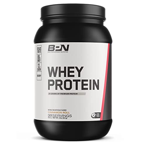 BARE PERFORMANCE NUTRITION, BPN Whey Protein Powder, Cinnamon Roll, 25g of Protein, Excellent