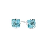 Princess Cut Simulated Aquamarine 4mm CZ Sterling Silver Stud Earrings