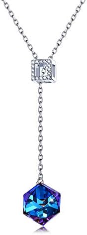18K White/Rose Gold Plated Necklaces for Women Valentines Jewelry Gifts Heart Pendants Embellished with Crystals from Swarovski Necklace with Gift Box