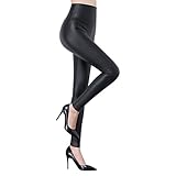 FOMANSH Women’s Faux Leather Leggings High Waisted Sexy Stretchy Black Legging Pants Tights
