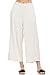 Alexander + David Women’s Casual Linen Crops Culottes, Elastic Waistband, Wide Leg Capri Pant (Natural, Large)