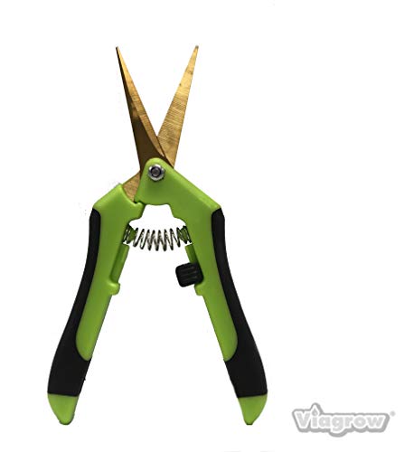 Viagrow Non-Stick Soft Grip Micro-Tip Pruning Snip with Strait Titanium Anti Resin Stick Coated Blade (Straight, 1-pk)