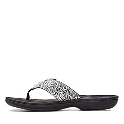 Clarks Women's Breeze Sea Flip-Flop, Black/White