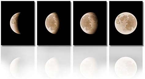 Picabala Moon Canvas Painting Modern Abstract Space Wall Art Decor Photo Giclee Print on Canvas Large No Frame Artworks Decorative Wall Picture for Home Office Decoration-12”×16”