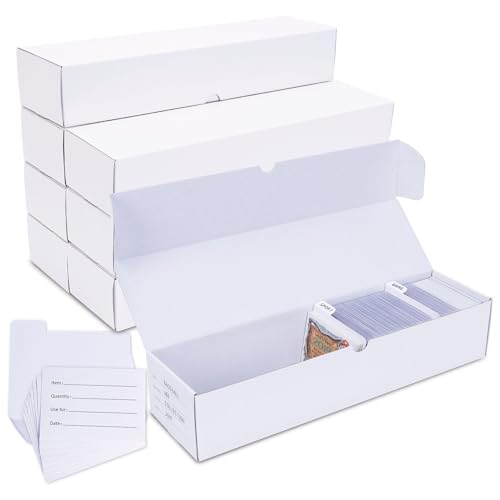 Trading Card Storage Box, 8 Pack - 1000 Count Cardboard Storage Box with dividers & labels for TCG/Magic/Mtg storage and Collection
