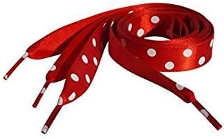 Pimp My ShoesRed Polka Flat Satin Ribbon Shoe Laces/Shoelaces My Ribbon Laces™ For Kids,Youth,Women's Sneakers Boots Trainers Pumps