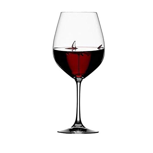 TTbuy Shark Wine Glass - Shark Wine Glasses with Shark Inside for Adults,Elegance Crystal Red Wine Glasses with Spin Shark,High-end Flutes Glass Perfect for Homes/Bars/Part (Shark Glasses)