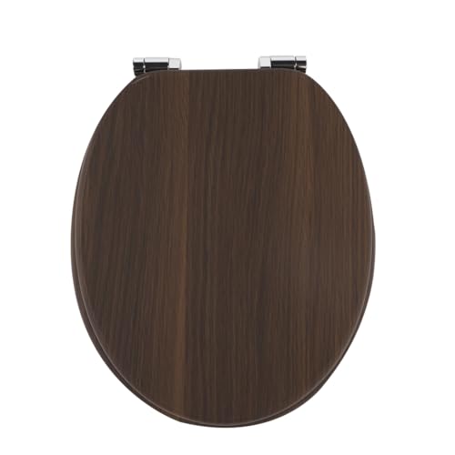 SAINOS MDF-Toilettensitz, Toilettendeckel mit Soft-Close-Mechanismus, O-förmig mit verstellbaren Scharnieren aus Zinklegierung, verhindert Rostbildung