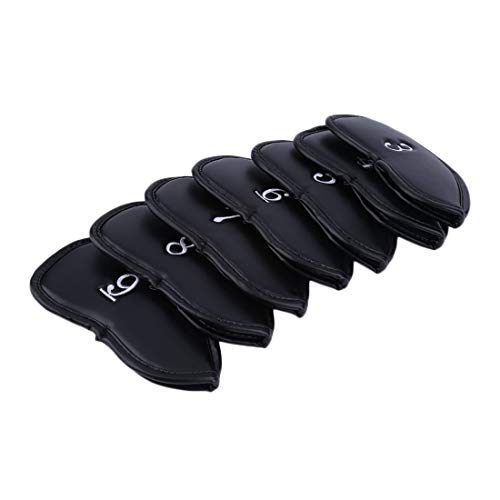 12pcs PU Leather Golf Club Iron Putter Head Cover Protecting Set Black Golf Sports Accessories Universal Irons Outdoor Golf - Black