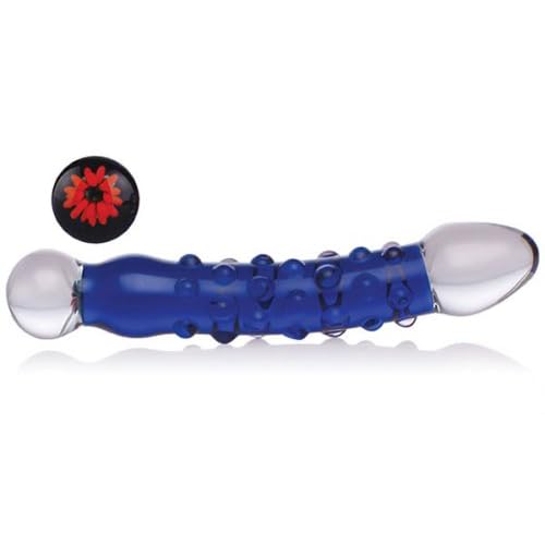 Don Wand Glass Pleasure Wand, Lil' Lad with Flower, Cobalt image