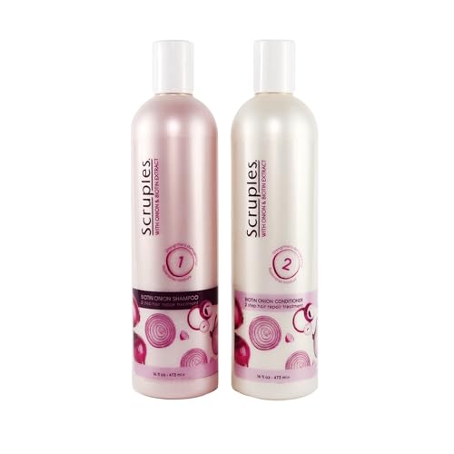 Scruples Biotin Onion Shampoo and Conditioner Bundle - Hair Growth Shampoo & Conditioner for Women to Strengthen & Hydrate - Made with Onion Extract & Biotin to Help Promote Growth (2 Pack)