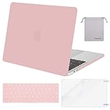 MOSISO MacBook Pro 13 inch Case 2019 2018 2017 2016 Release A2159 A1989 A1706 A1708, Plastic Hard Shell &Keyboard Cover &Screen Protector &Storage Bag Compatible with MacBook Pro 13, Rose Quartz