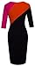 HOMEYEE Women's Elegant Patchwork Half Sleeve Business Bodycon Pencil Dress 449 (6, Black + Orange + Pink)