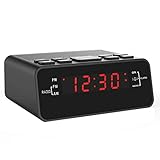 Alarm Clock Radio, Digital Alarm Clock, Clock Radios with AM/FM, Sleep Timer, Dimmer, Snooze, 0.6” Digital LED Display and Battery Backup Function for Bedroom, Office, Table and Desk