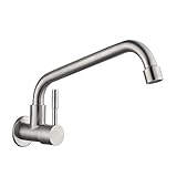 Siderit Modern Swivel Wall Mounted SUS304 Stainless Steel Water Tap Basin Kitchen Sink Faucet Lead Free, Brushed