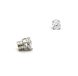 4mm Round Cut Clear Cubic Zirconia 4-Prong Magnetic Stud Earrings in Silver-Tone CZRM-R4