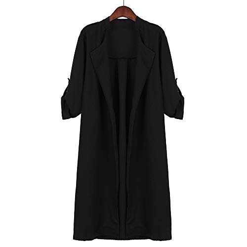 Womens Cardigan Duseedik Lady Open Front Trench Coat Long Cloak Jackets Overcoat Waterfall Black