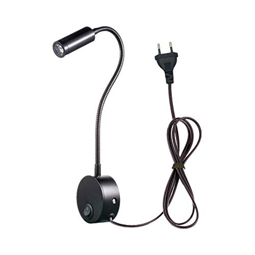 Meanyee 3W zwanenhals flexibele bedlampen-scholieren leeslamp EU plug bedrade muurbeugel leeslamp - Afbeelding 3