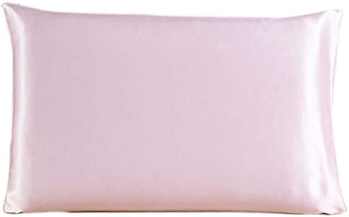 Savena 100% 22 Momme Mulberry Silk Pillowcase with Silk Underside and Hidden Zipper Closure Have Effective Anti-Wrinkling Function (King Size (20" x 36"), Light Pink)