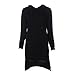 OVERMAL Women Shirt Dress Double Split Hoodie Pullover Pockets Top (Asia L=US8=UK12=EU38, Black)