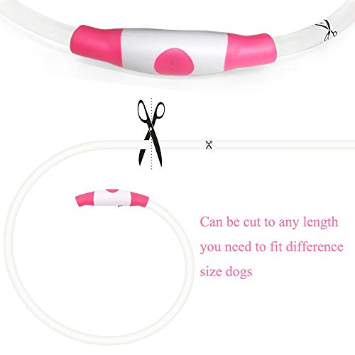 Ezier Safety Led Dog Collar-USB Rechargeable Light Up Dog Collars Glowing Dog Collar Light (Pink)