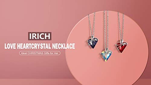 IRICH Infinity Love Heart Pendant Necklace for Women Silver Chain Birthstone Crystal Jewelry Gifts for Women Girls
