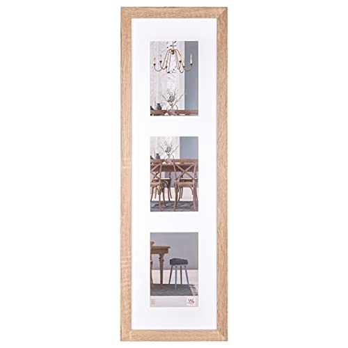 walther design Bilderrahmen eiche hell 3X 13x18 cm Galerie mit Passepartout, Fiorito Holzrahmen EF338VE