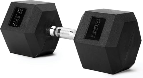 XTREXO Hexagon Hanteln 27,5 kg Hex Kurzhanteln mit Durable Gummierte Gusseisen für Krafttraining mit Ergonomischen Verchromte Griff Gewichte Training Zuhause Ha