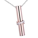 HooAMI Cremation Jewelry Together Love Cylinder Pendant Memorial Urn Necklace (Smooth Cylinder)