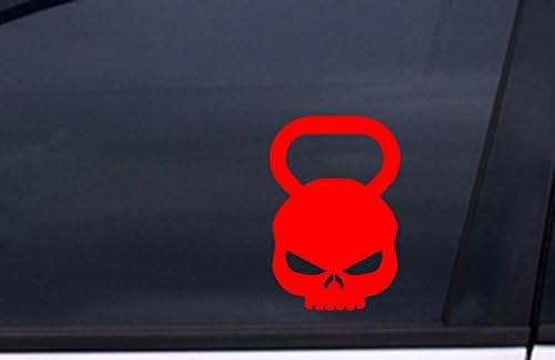 KETTLEBELL SKULL (design #2) decal 4"x6" RED Free Shipping iwod sticker