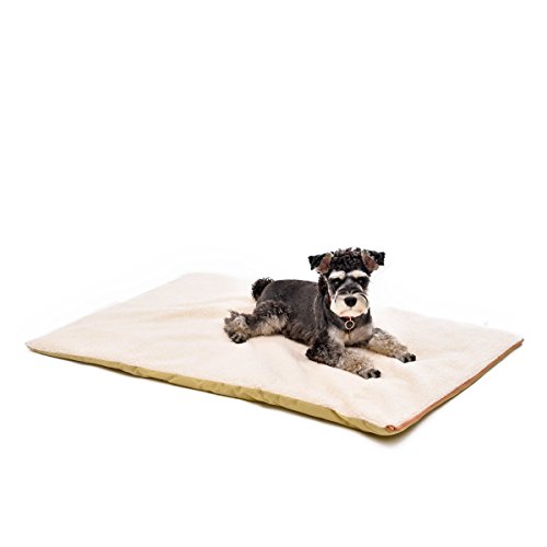 Speedy Pet Dog Bed Mats Reflective Thermal Winter Sleeping Warm Fleece Faux Fur Cushion Soft Durable Dog Cat Bed Pad with Anti-slip Removable Washable Cover for Small Medium Large Pet Beige S