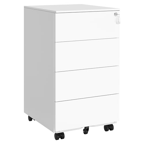 SONGMICS Rollcontainer, Metallschrank, 4 Schubladen, abschließbar