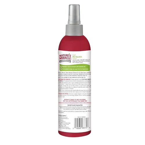 NATURE’S MIRACLE ADVANCED PLATINUM CAT PET BLOCK REPELLENT SPRAY, 8 OUNCES, INDOOR TRAINING AID FOR CATS